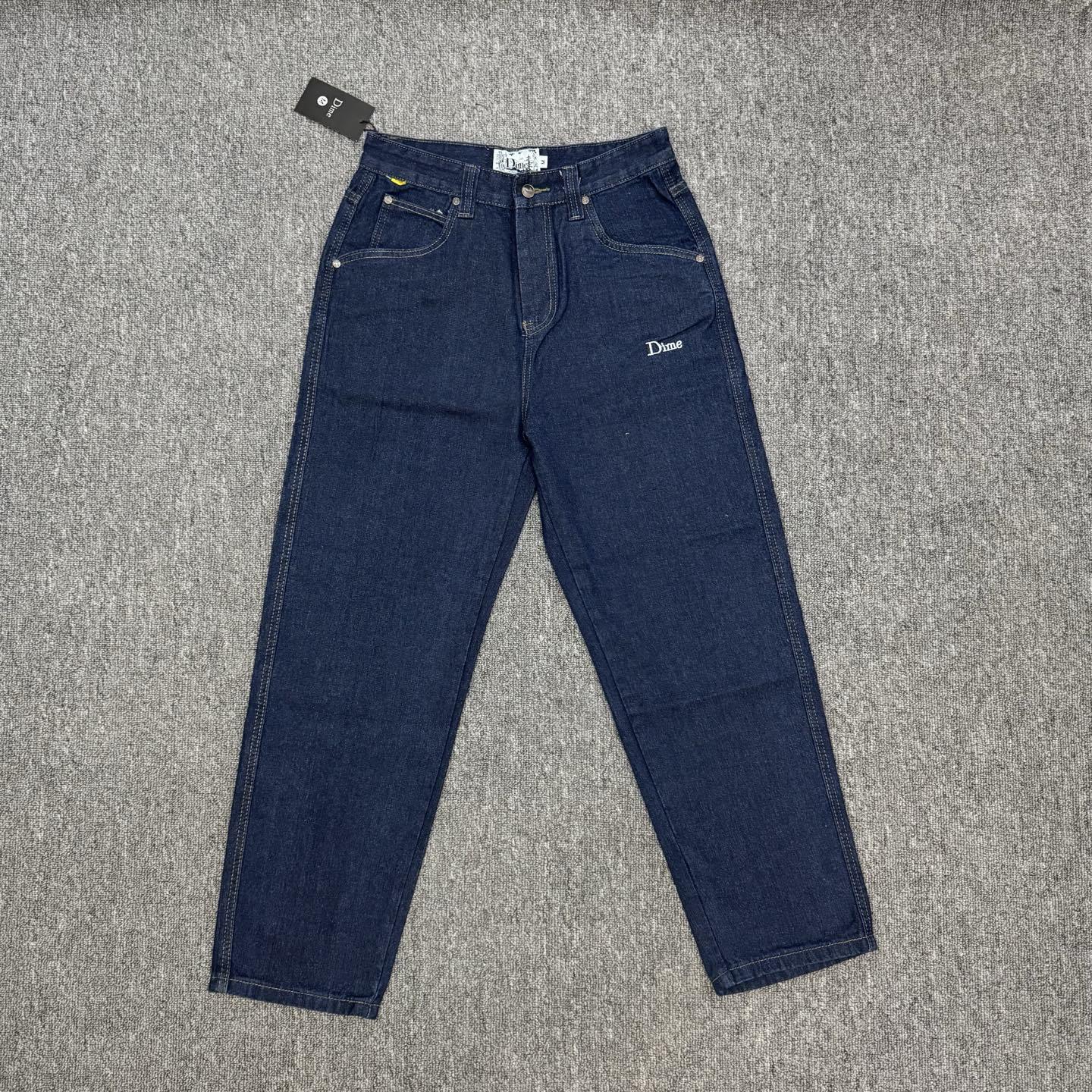 Dime BAGGY Loose Fit Denim Shorts Street Skate Style Embroidered Cotton Casual Pants