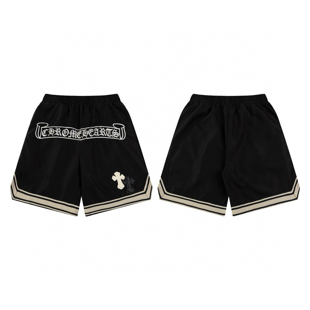 CH Summer New Cross Leather Patch Embroidered Cargo Shorts American High Street Style