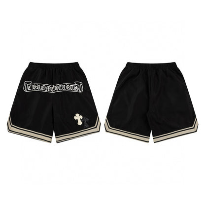 CH Summer New Cross Leather Patch Embroidered Cargo Shorts American High Street Style