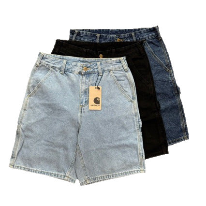 Carhartt Summer Washed Denim Work Shorts Men Casual Streetwear Essential Staple Shorts