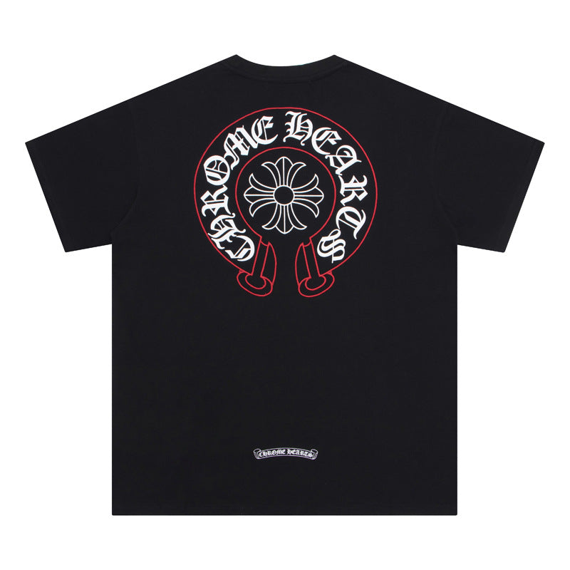 Chrome Hearts Colorful Cross Print Short Sleeve T Shirt Unisex Streetwear Fashion Trendy Tee