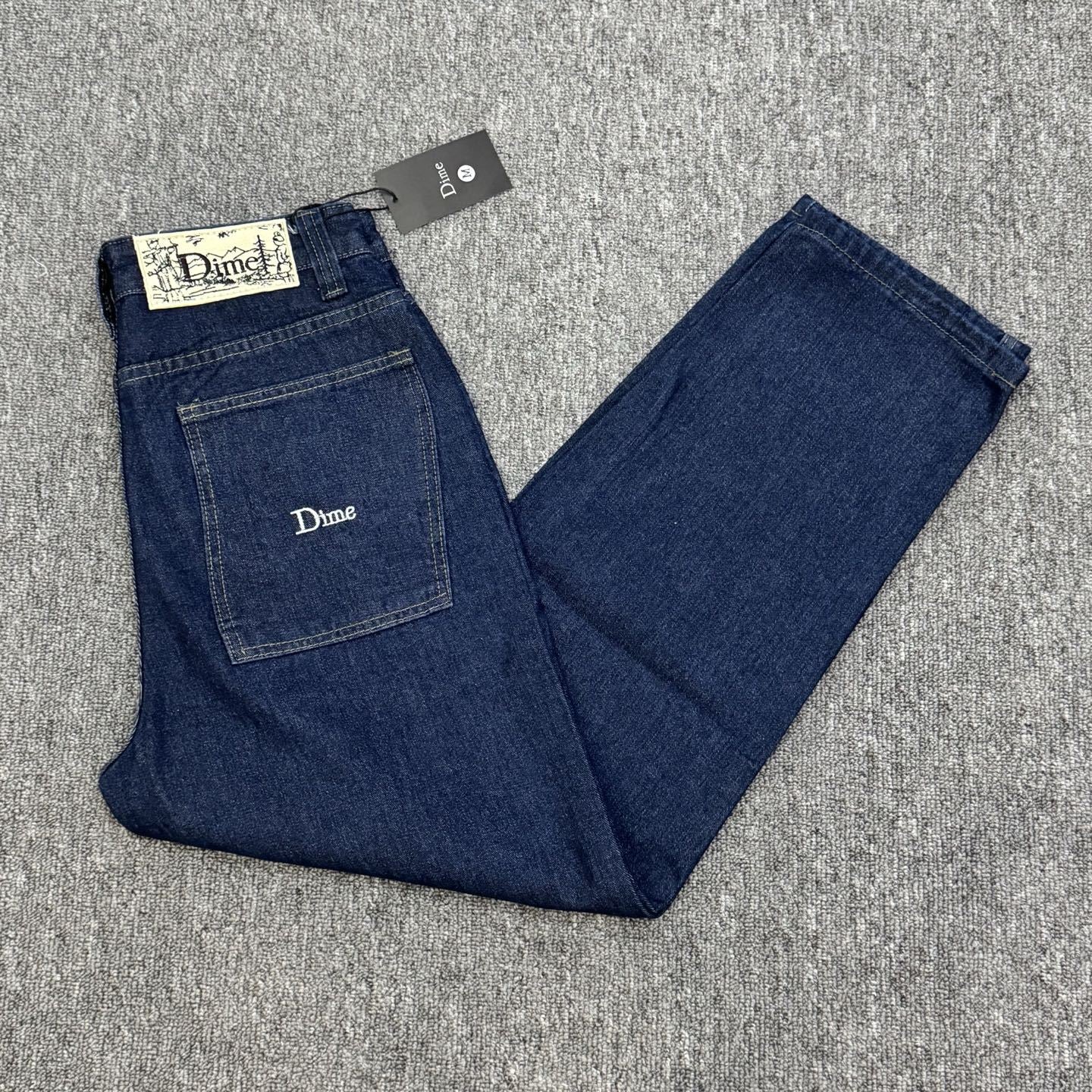 Dime BAGGY Loose Fit Denim Shorts Street Skate Style Embroidered Cotton Casual Pants