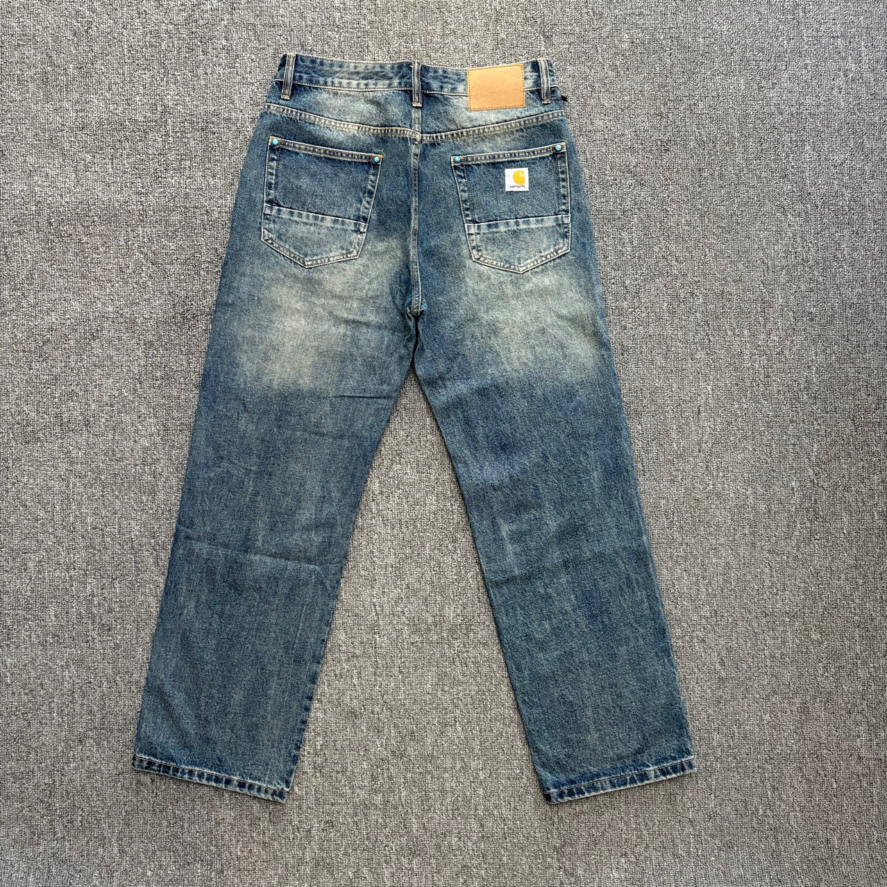 Carhartt Summer New American Street Style Washed Denim Pants Fashion Versatile High Street Loose Lazy Style Long Pants