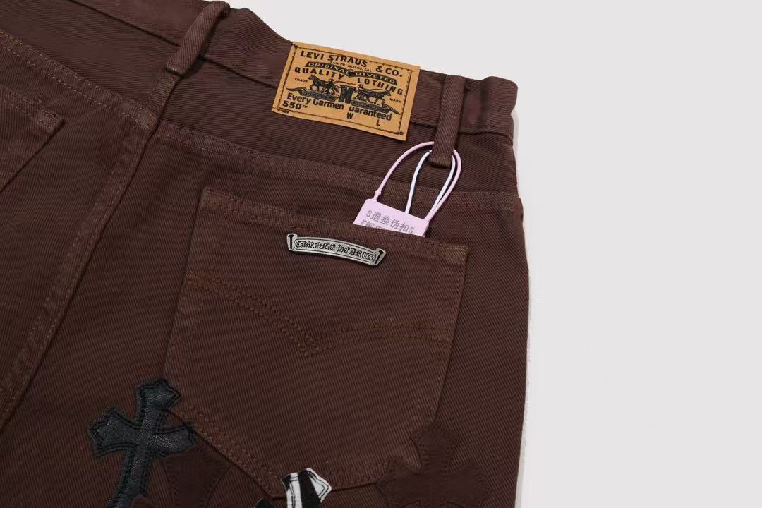 Chrome Hearts Cross Patch Washed Denim Jeans Loose Straight Leg Pants for Men and Women Streetwear Couple Spring Autumn