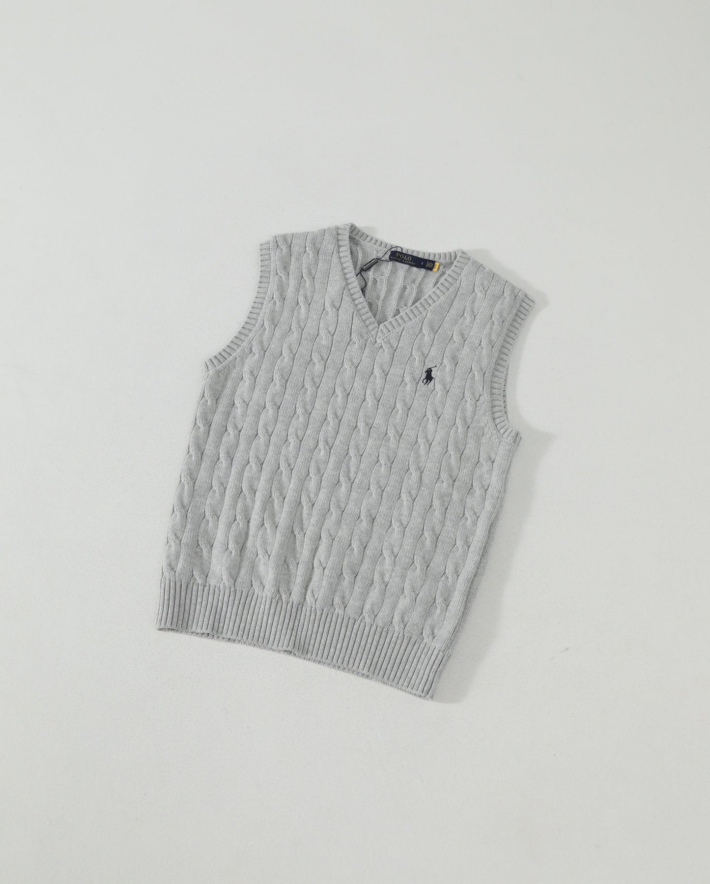Ralph Lauren Vest Embroidered Pony Cable Knit V Neck Solid Color Sleeveless Sweater Men Women