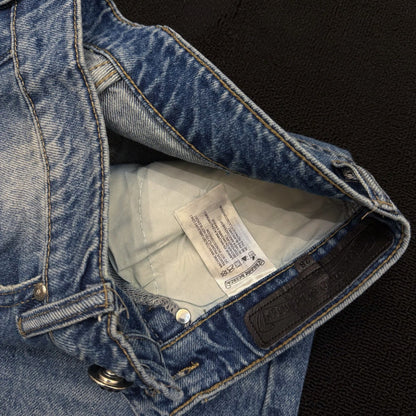 Luxury Chrome Hearts Cross Detail Distressed Jeans High Street Unisex Streetwear Casual Pants