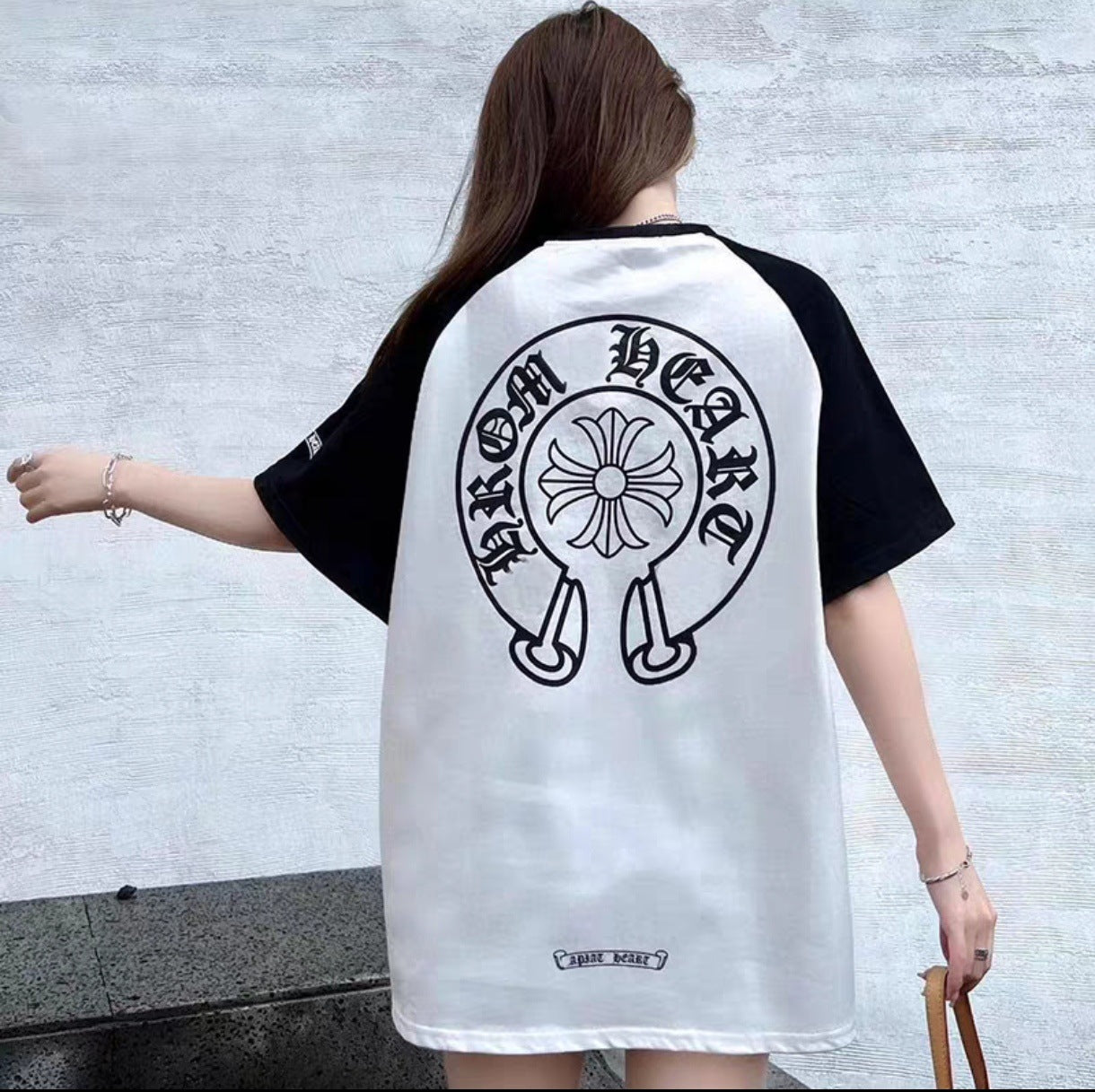Chrome Hearts Cross Flower Sanskrit Patch Short Sleeve T-Shirt Unisex Streetwear