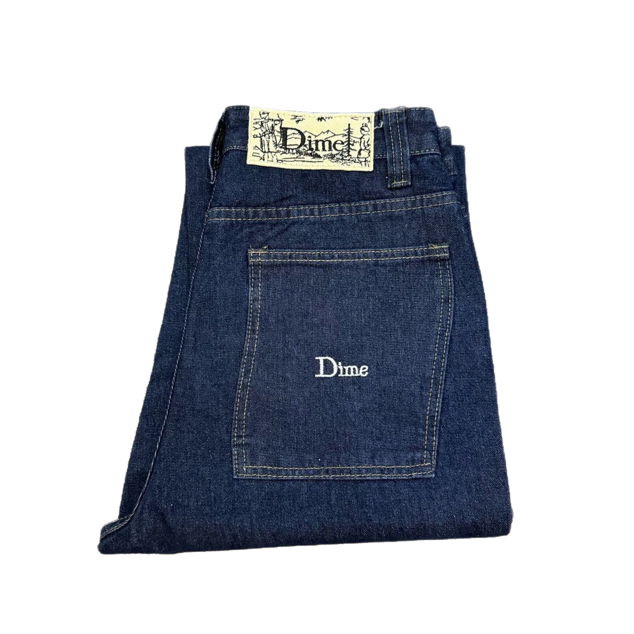 Dime BAGGY Loose Fit Denim Shorts Street Skate Style Embroidered Cotton Casual Pants