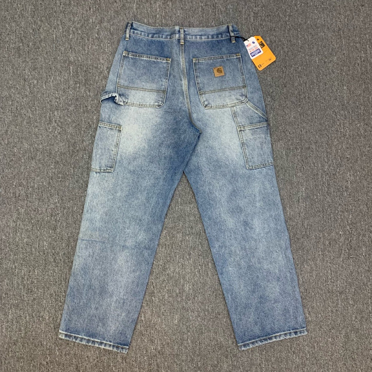 Vintage Carhartt Carpenter Jeans Loose Straight Leg High Street Distressed Japanese Workwear Style Denim Pants