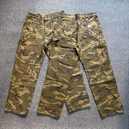 Carhartt Camo Cargo Pants Unisex Loose Fit Denim Workwear Streetwear High Street Japanese Style