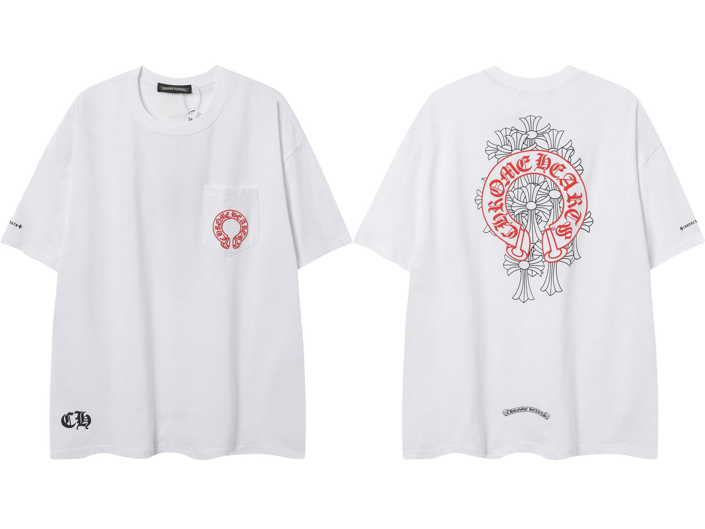 Chrome Hearts Cross Color Patch Print Short Sleeve T Shirt High Quality Street Fashion