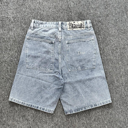 Dime Loose Straight Leg Denim Shorts Vintage American Retro Embroidery Summer Casual Mid Length