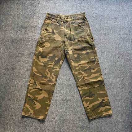 Carhartt Camo Cargo Pants Unisex Loose Fit Denim Workwear Streetwear High Street Japanese Style
