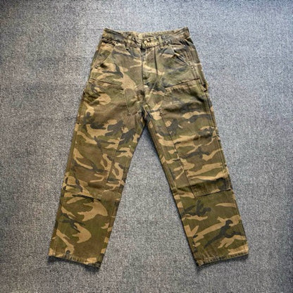 Carhartt Camo Cargo Pants Unisex Loose Fit Denim Workwear Streetwear High Street Japanese Style