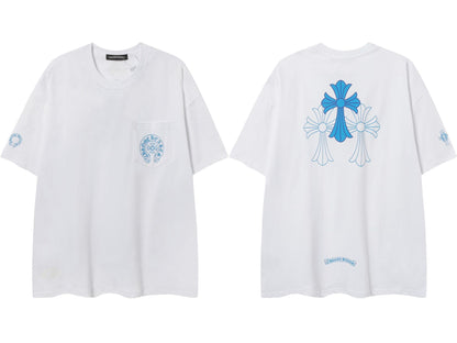 Chrome Hearts Cross Color Patch Print Short Sleeve T Shirt