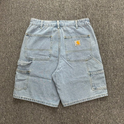 Carhartt Summer Washed Denim Work Shorts Men Casual Streetwear Essential Staple Shorts