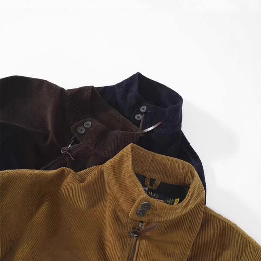 Ralph Lauren Classic Corduroy Jacket Unisex Stand Collar Vintage Style Celebrity Worn by Bai Baihe