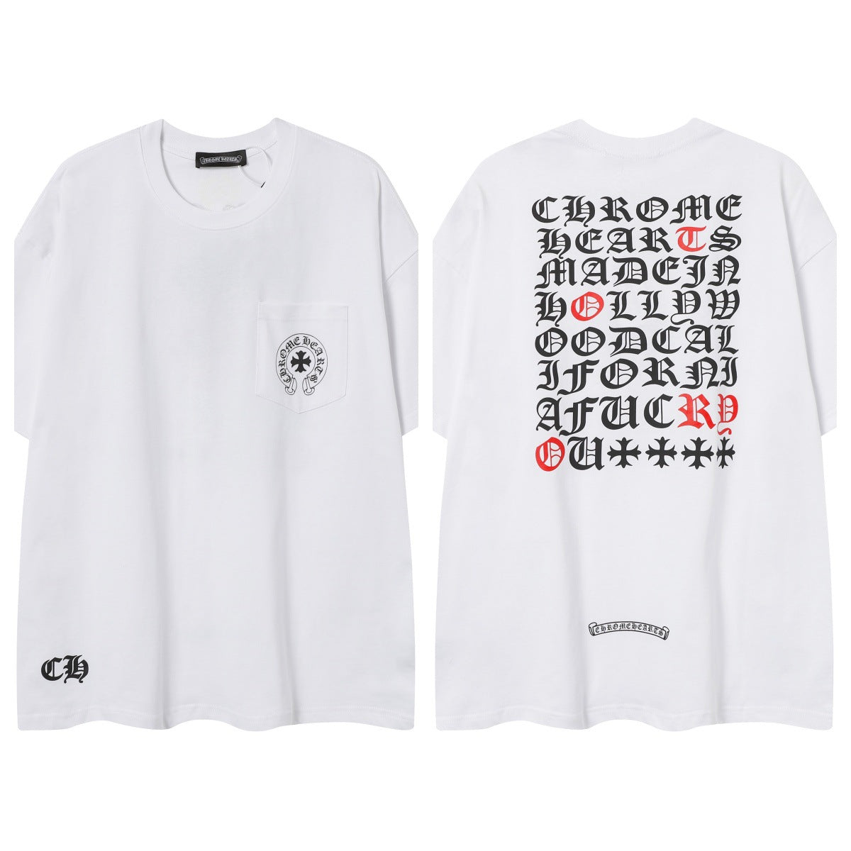 Chrome Hearts Cross Color Patch Print Short Sleeve T Shirt High Quality Street Fashion