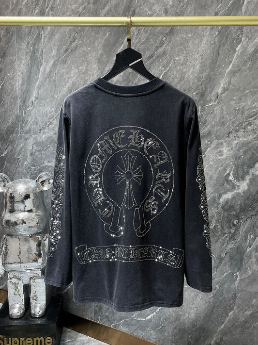 Chrome Heart Long Sleeve T Shirt Unisex Cotton Streetwear Loose Fit