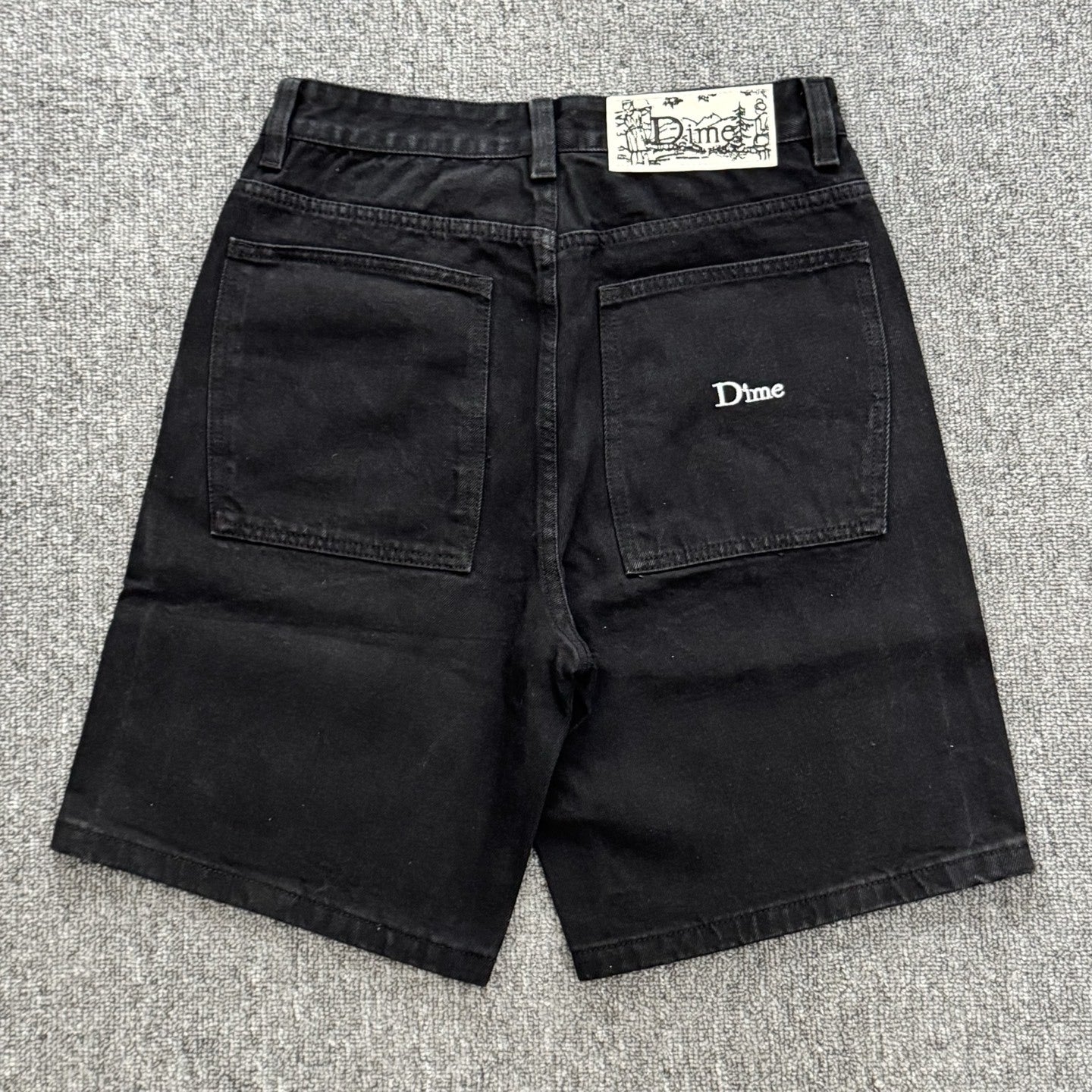 Dime Loose Straight Leg Denim Shorts Vintage American Retro Embroidery Summer Casual Mid Length