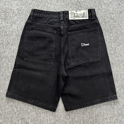 Dime Loose Straight Leg Denim Shorts Vintage American Retro Embroidery Summer Casual Mid Length