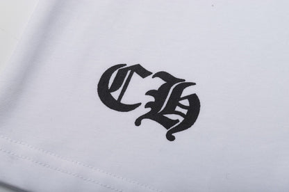 Chrome Hearts Scroll Cross Graphic Tee Collection Loose Fit Round Neck Short Sleeve Cotton T Shirt
