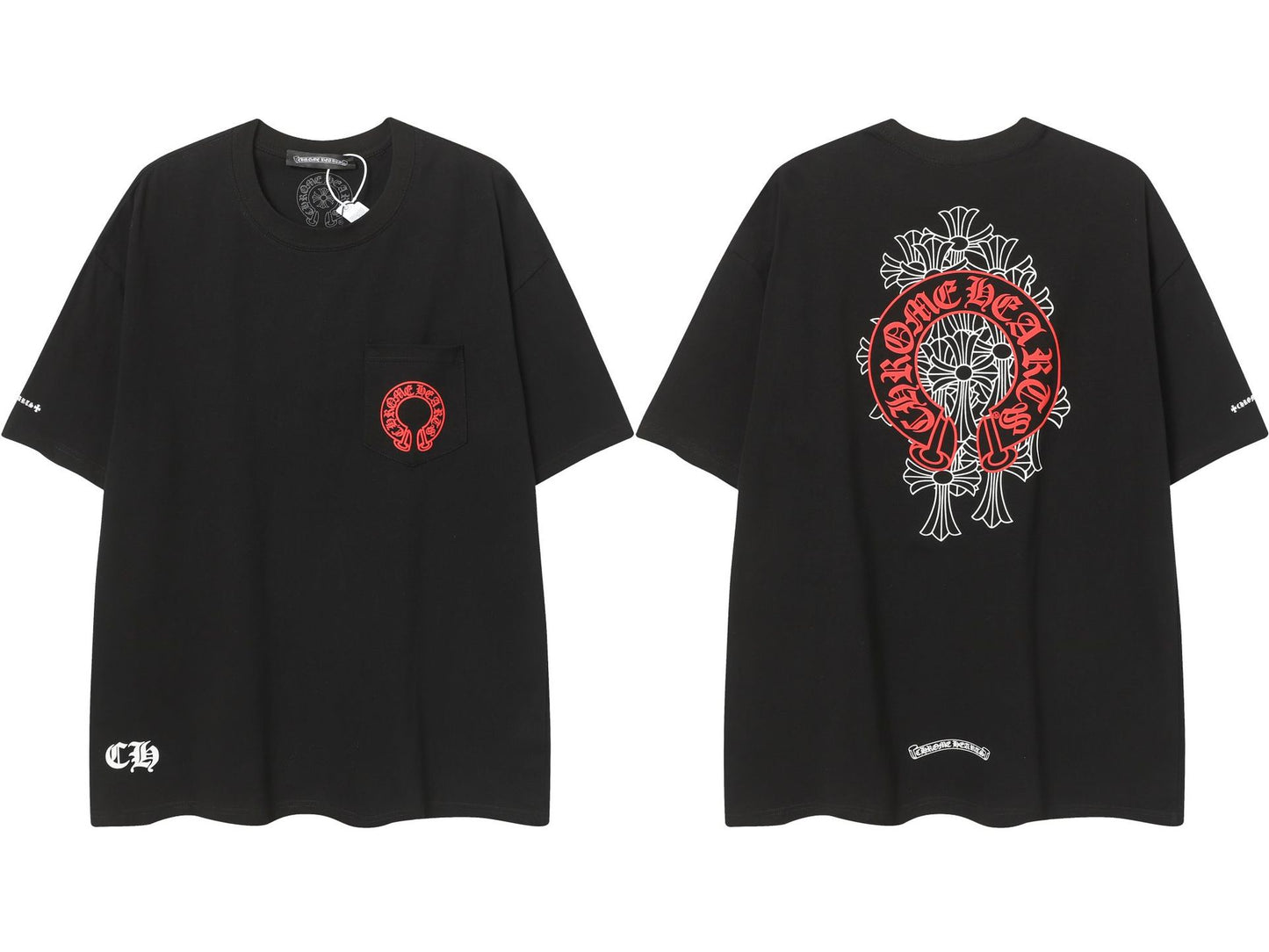 Chrome Hearts Cross Color Patch Print Short Sleeve T Shirt High Quality Street Fashion
