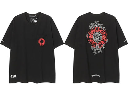 Chrome Hearts Cross Color Patch Print Short Sleeve T Shirt High Quality Street Fashion