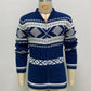Fashion Polo Neck Zipper Jacquard Weave Cardigan Sweater