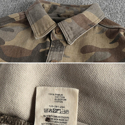 Denim große Taschen Cord -Männer Taktische Frachthemdjacke