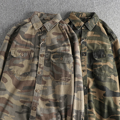 Denim große Taschen Cord -Männer Taktische Frachthemdjacke