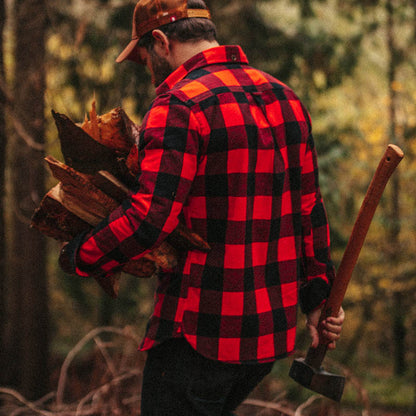 Baumwollgarn gefärbte Flanellrote karierte Männer lange Ärmel Hemden