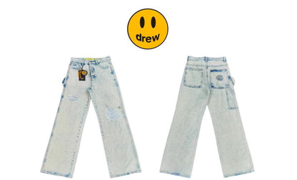 DREW house mini smiley face logging embroidery carpenter jeans unisex new top version