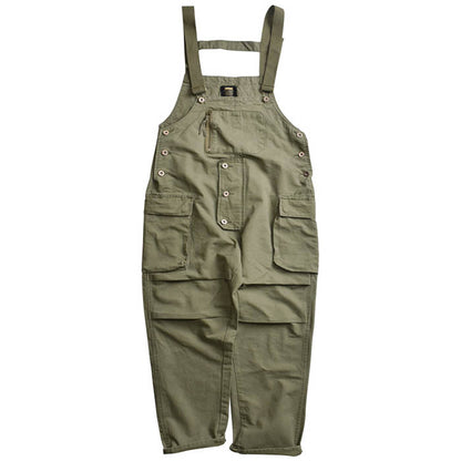 Calças de mochila verde militar com calças de trabalho de macacão solto