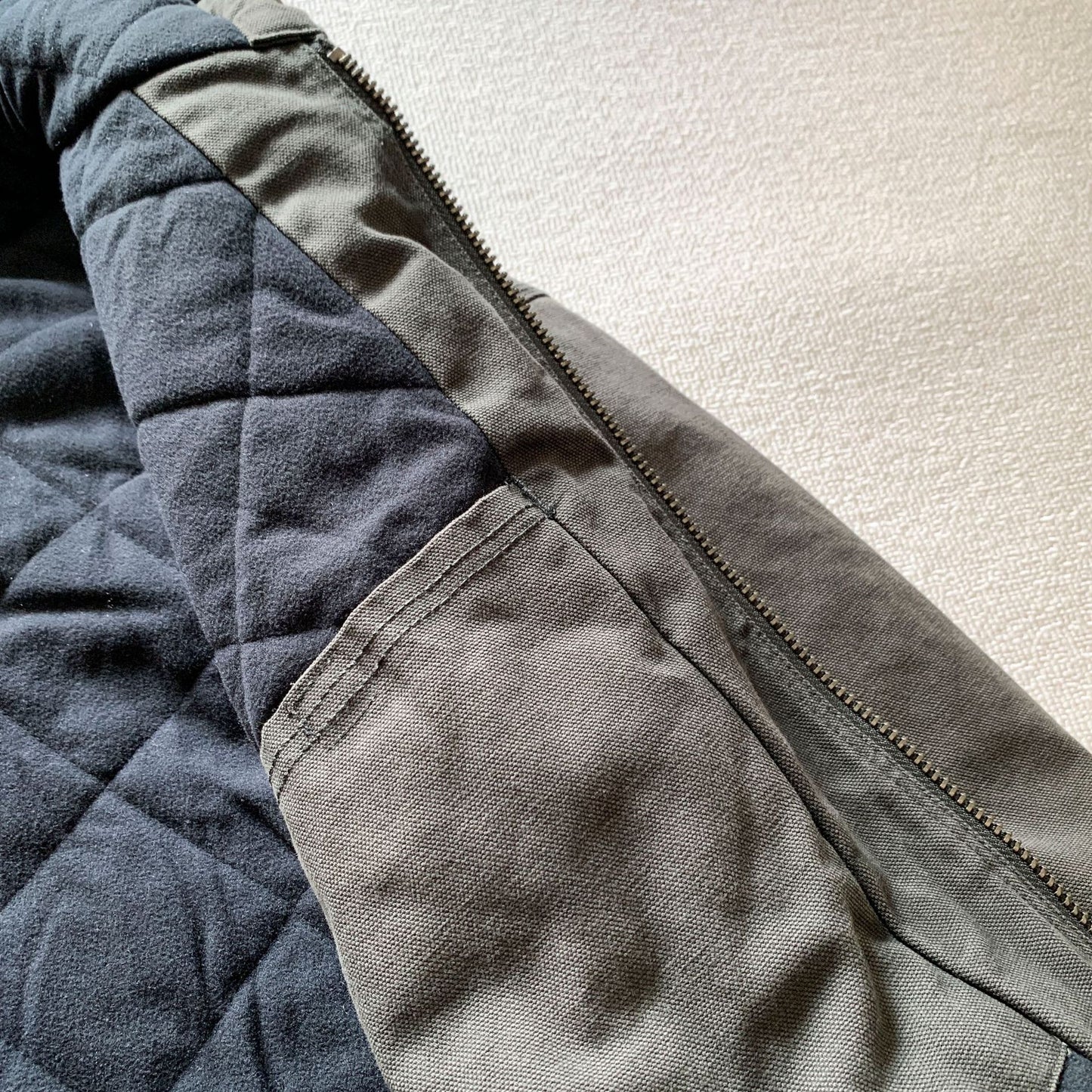 Vintage J130 washed distressed hooded zip-up jacket/padded coat