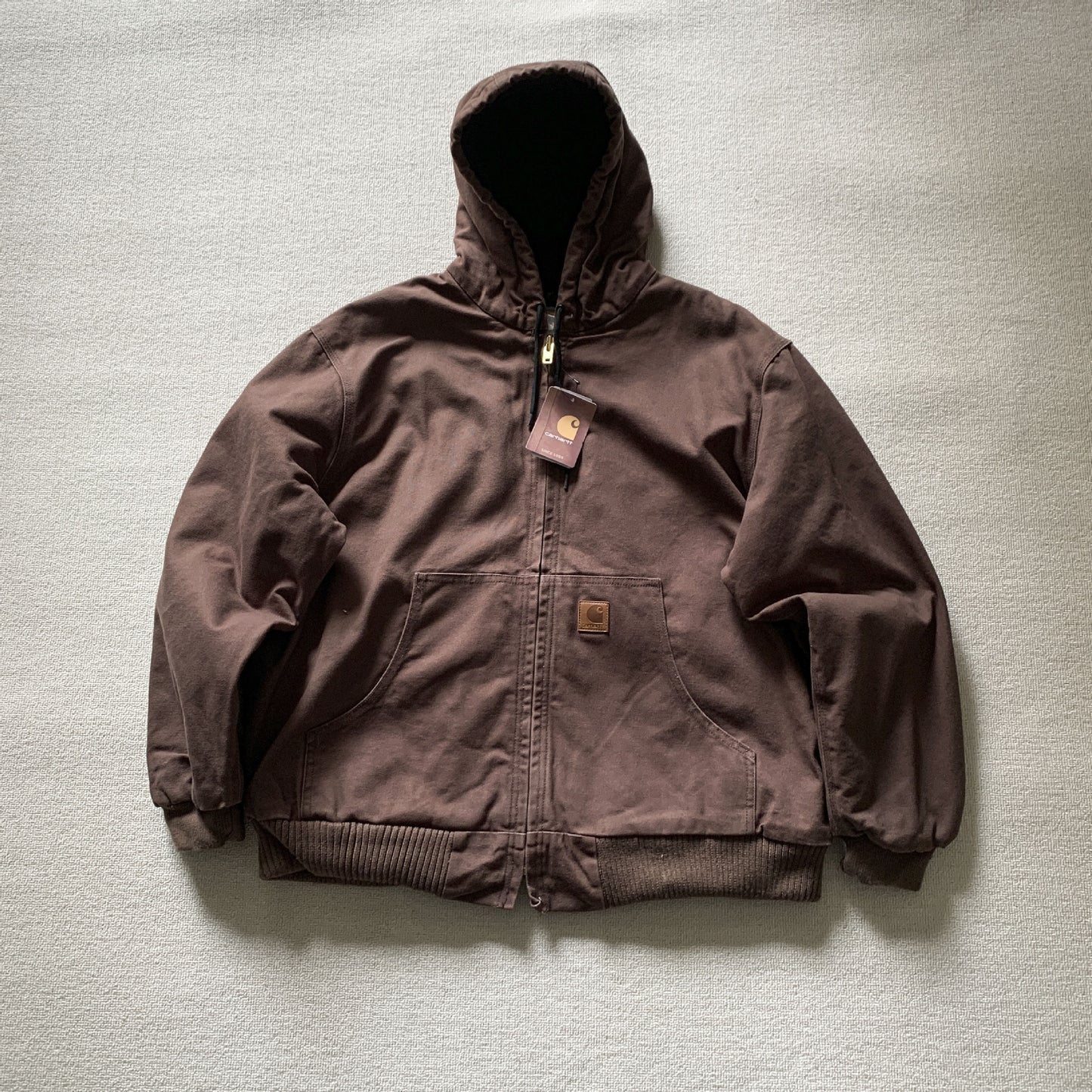 Vintage J130 washed distressed hooded zip-up jacket/padded coat