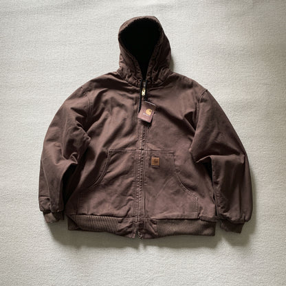 Vintage J130 washed distressed hooded zip-up jacket/padded coat