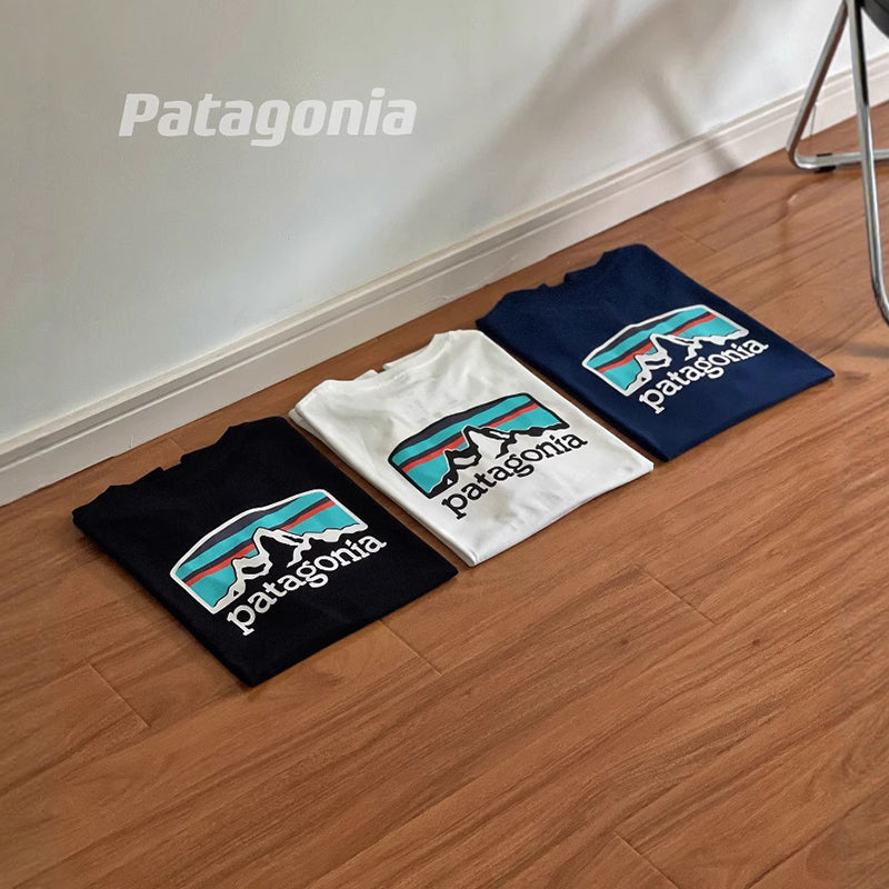 Patagonia Responsibili-Tee Mountain Print Outdoor Cotton Short Sleeves