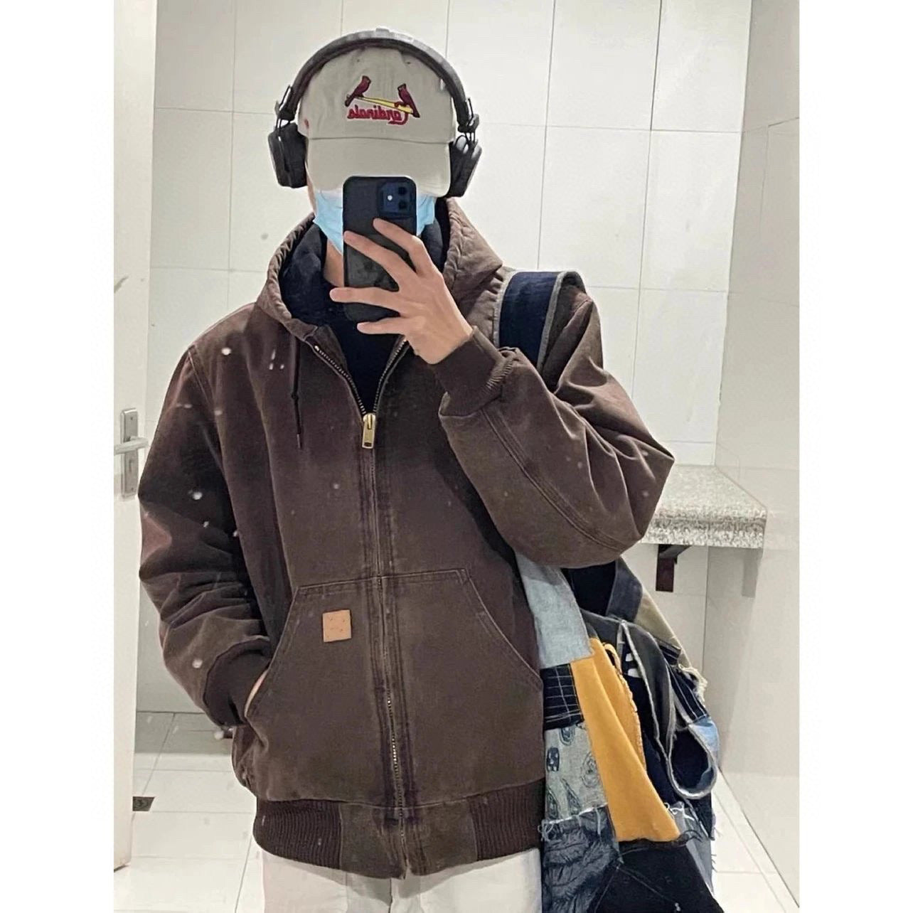 Carhartt J25 Heavyweight Washed J130 Hooded Jacket, American Vintage Distressed Style