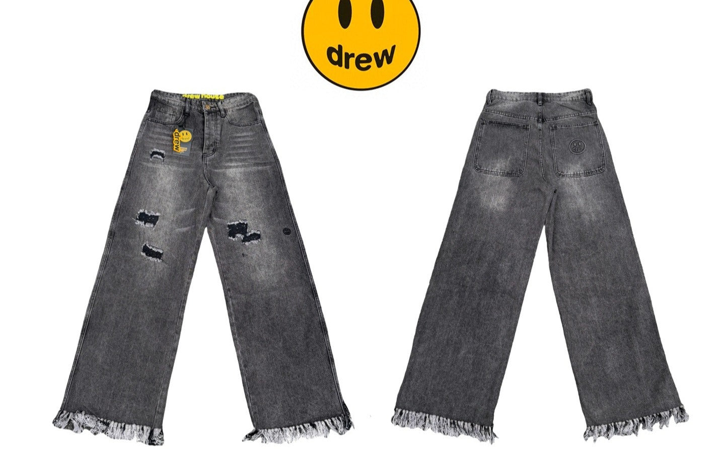 DREW house mini smiley face logging embroidery carpenter jeans unisex new top version