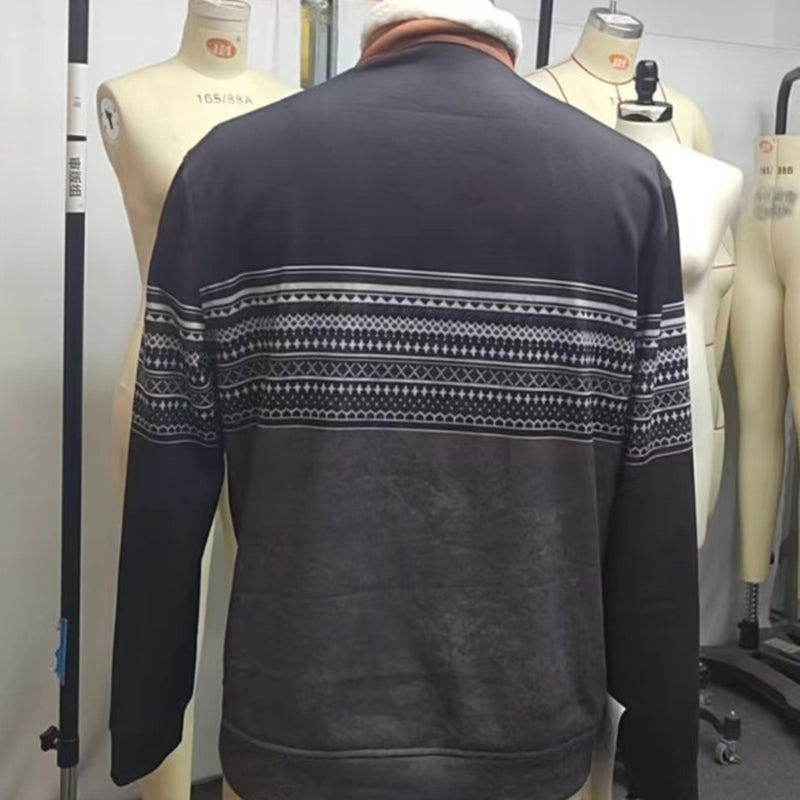 Western Ethnic Style Zipper Standing Collar Sweater Hoodie