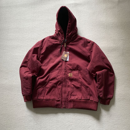 Vintage J130 washed distressed hooded zip-up jacket/padded coat