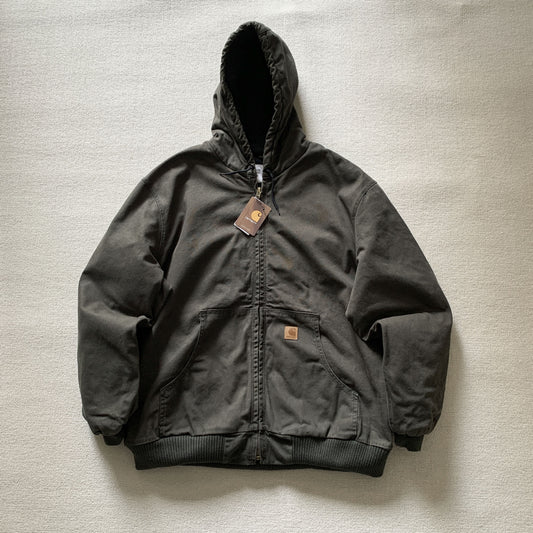 Vintage J130 washed distressed hooded zip-up jacket/padded coat