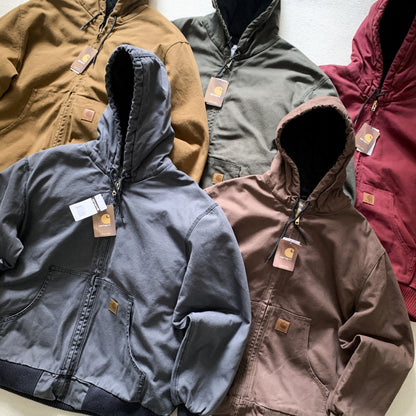 Vintage J130 washed distressed hooded zip-up jacket/padded coat