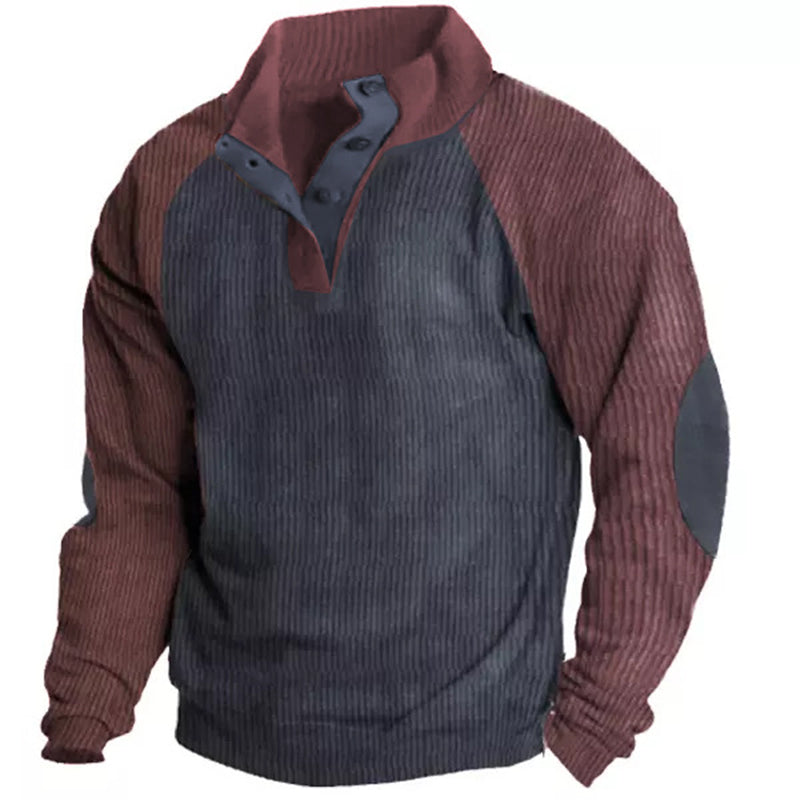 Plus Size Men's Outdoor Casual Split Joint Long Sleeved Sweater Hoodie