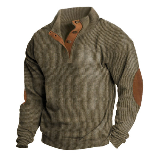 Plus Size Men's Outdoor Casual Standing Collar Long Sleeved Sweater Hoodie