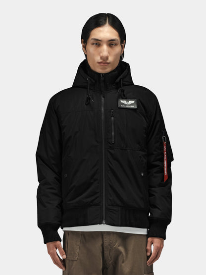HOODED RIB FLIGHT JACKET