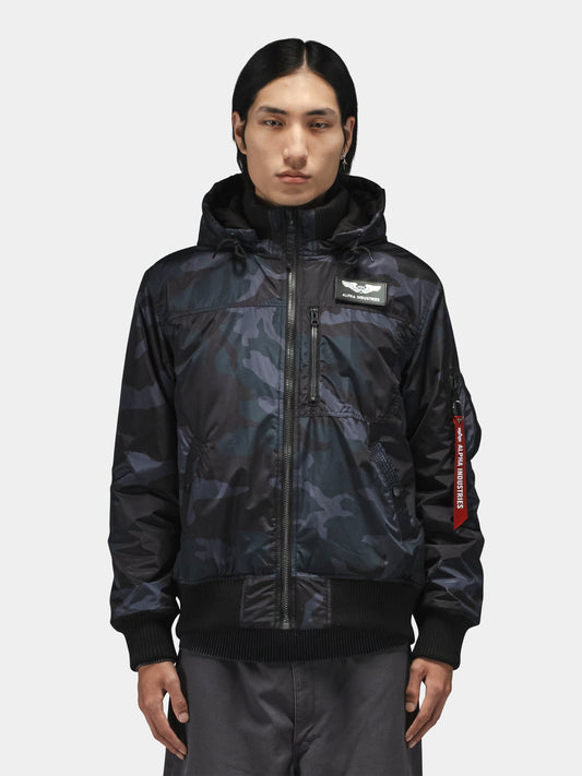 HOODED RIB FLIGHT JACKET