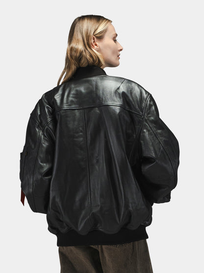 LEATHER MA-1 FLIGHT JACKET