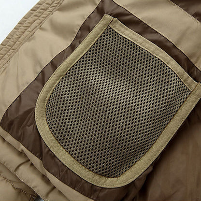 سترة رجالية بياقة من الفرو السميك للترفيه في الهواء الطلق